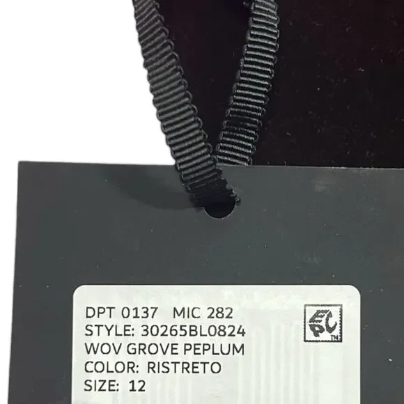 NWT Muse by Marchesa Velvet Peplum Top 12 Ristretto Brown Floral Applique $179 - Picture 9 of 10